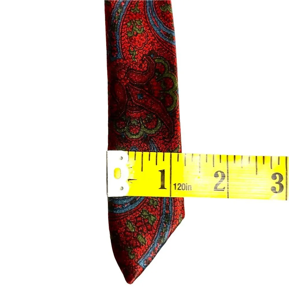 Oscar De La Renta Men's Red Paisley Silk Necktie Blue &‎ Green Classic Business